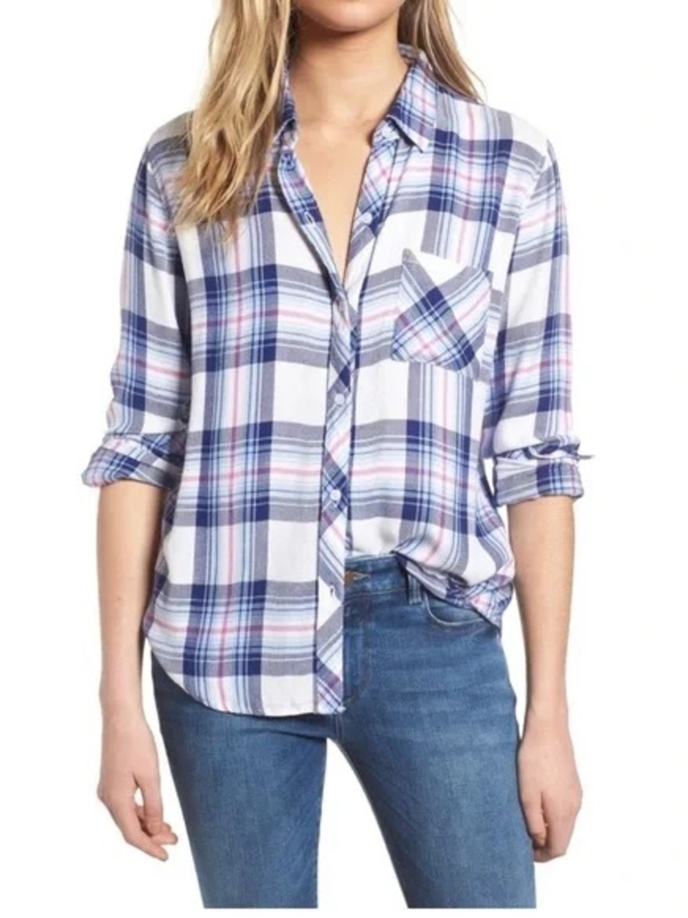 Rails Hunter Plaid Shirt In Ivory Bluebell Pink